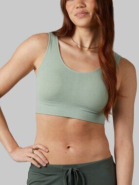 32 Degrees Cool scoop neck longline bra light teal women's size S
